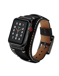 LoveBlue   Correa de repuesto para Apple Watch de 1.654 in y 1.496 in, correa de cuero genuino iwatch serie 3 2 1 para hombre y mujer
