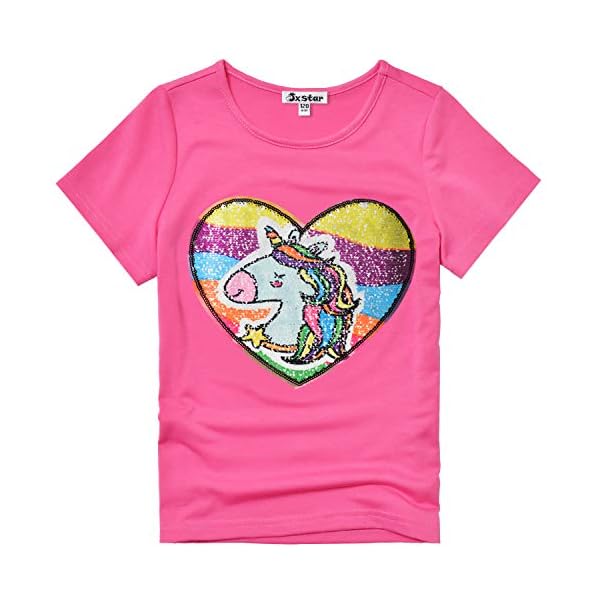 Jxstar Girls 4th July Shirts Flip Sequin American Flag T-Shirt Tops Short Sleeve Summer Clothes - Image 3