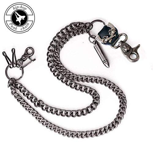 MONA Pants Chain Mens Jeans Heavy Wallet Chain Punk Bullet Skull
