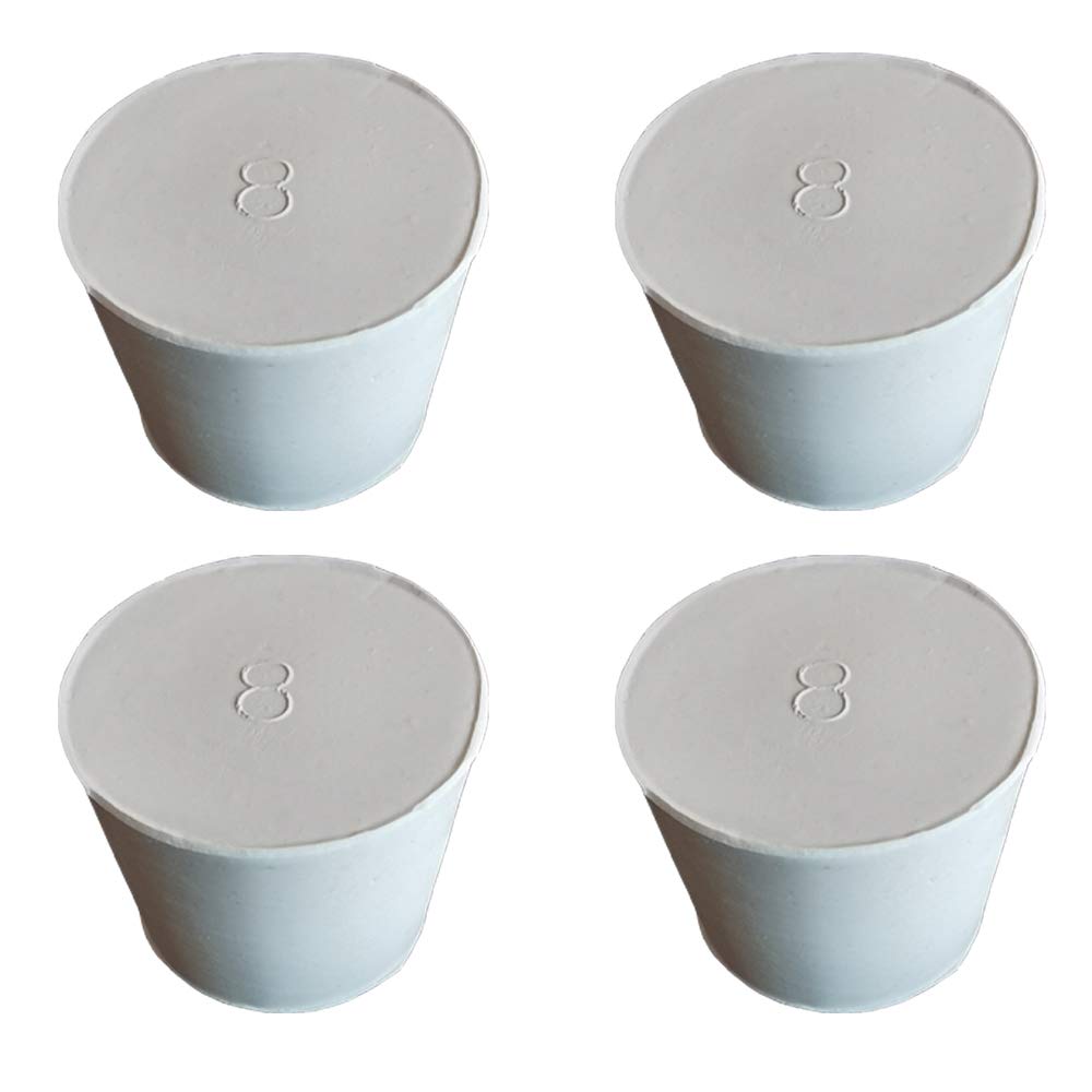 HeyWin Rubber Bungs 33mm to 42mm,4 Pieces,Rubber Stoppers are Used for Sealing Balloon Bottles、Conical Flask Etc (4, 8#)