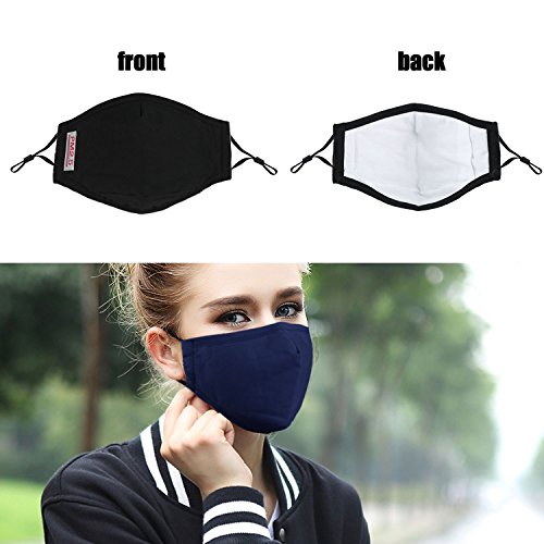 Dust Mask,Aniwon 3 Pack Anti Dust Pollution Mask with 6 Pcs Activated Carbon Filter Insert Washable Cotton Mouth Mask with Adjustable Straps - Thumbnail 6