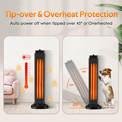 1500W Electric Space Heater for Large Room, 3S Fast Heating Electric Patio Heater, Indoor Heaters with 4 Modes, 90°Oscillation, Portable Outdoor Patio Heater with Overheat & Tip-over Protection