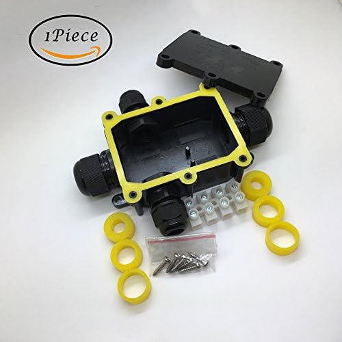 4-Way IP68 Waterproof Junction Box+3 Set of Different Size Sealed Silica Gel Pad, SUNNORN Outdoor/External Junction Box Connector Used for Outdoor Underground(1 Piece)