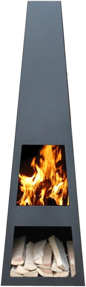 Greenlab Vilos outdoor garden Chiminea XL 44x37x150 cm. the fireplace is colored in black steel