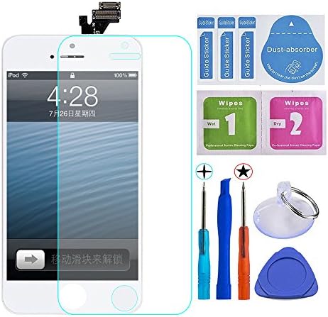 iphone 5 lcd touch Screen Replacement LCD Display Digitizer Frame Assembly Full Set with Tools and Professional Glass Screen Protector For iPhone 5 White 4.0 inches
