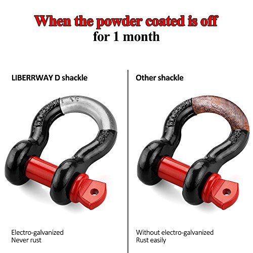 LIBERRWAY Shackles 3/4 (2 PACK) D ring Shackle Rugged Off Road Shackles