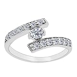 Sterling Silver By Pass Ends With CZ Adjustable Toe Ring