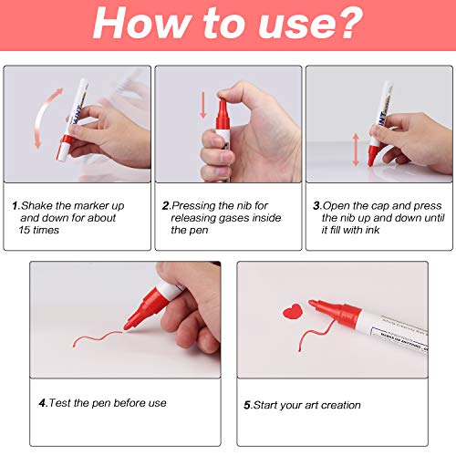 AVAVA Markers Paint Pens, Set of 12 Permanent Painting Markers DIY Craft for Rock, Wood, Metal, Plastic, Glass, Canvas, Ceramic,Medium Tip Quick Dry, High Volume Ink