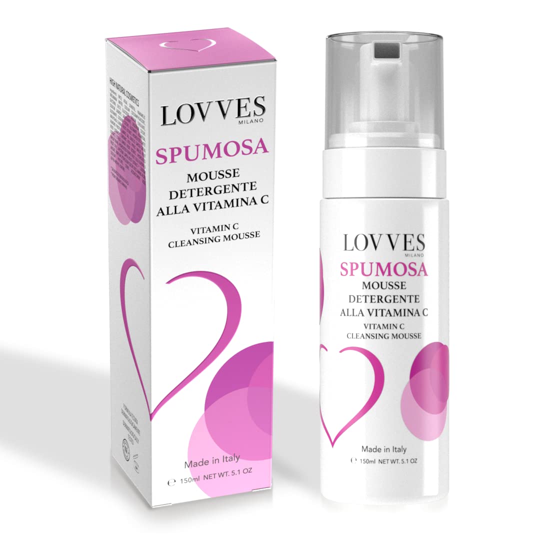 LOVVES Spumosa Foamy Facial Cleansing Mousse with Vitamin C, High Natural Cosmetics, Gentle Deep Cleansing, Exfoliating and Toning Effect, 150 ml Foam Bottle