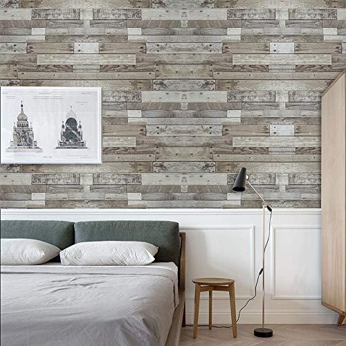 17.7"X 118"Rustic Wood Peel and Stick Wallpaper Faux Wood Plank Self