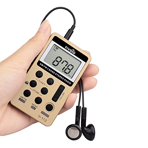 TIVDIO-V-112-Portable-Digital-Tuning-AM-FM-Stereo-Radio-with-Earphone-for-WalkGold