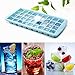 Ice Cube Trays with Lid, with 2 Stainless Steel Mixing Spoon, for 36 Square Cubes Flexible Easy Release Freezer Molds Blue By GESCHOK