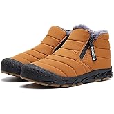 Jakcuz Men Snow Boots Water Resistant Non-slip Winter Shoes with Fuzz Lined Warm High Top Boots for Men