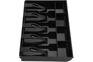 Lwuey Cash Register Drawer, Money Insert Tray Replacement with 5 Bill/4 Coin Compartments Portable Commercial Currency Coins Organizer Removable Storage Box for Supermarkets Shops Hotels Black