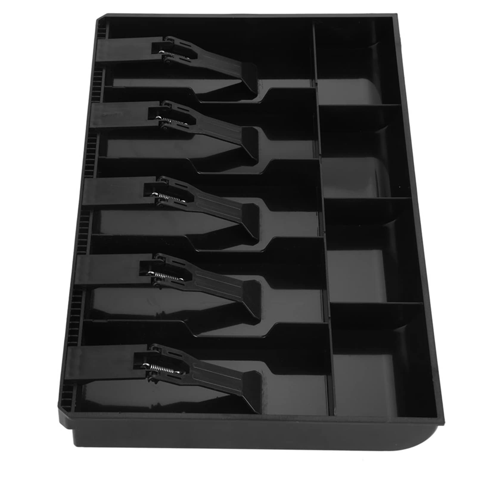 Cash Tray Drawer Register Plastic Money Box 5 Bills 4 Coins Tray Compartments Money Storage Box (Black)