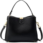 Leather Bucket Bag for Women, Soft Crossbody Top-handle Purse with 2 Style Adjustable Straps, Spacious Daily Handbag for Work