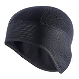 TAGVO Skull Cap, Winter Fleece Running Beanie Headwear with Ear Covers, Helmet Liner for Adults Women and Men Elastic Size Universal