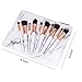 Makeup Bag Organizer Portable Marble Make up Brushes Cosmetic Bags Travel PU Handbag Pouch with Gold Zipper Storage Case for Women Purse,White (8.7