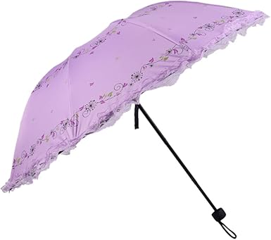 Monbedos Schlagstoff Spitze Sonnenschirm Sonne und Regen Regenschirm