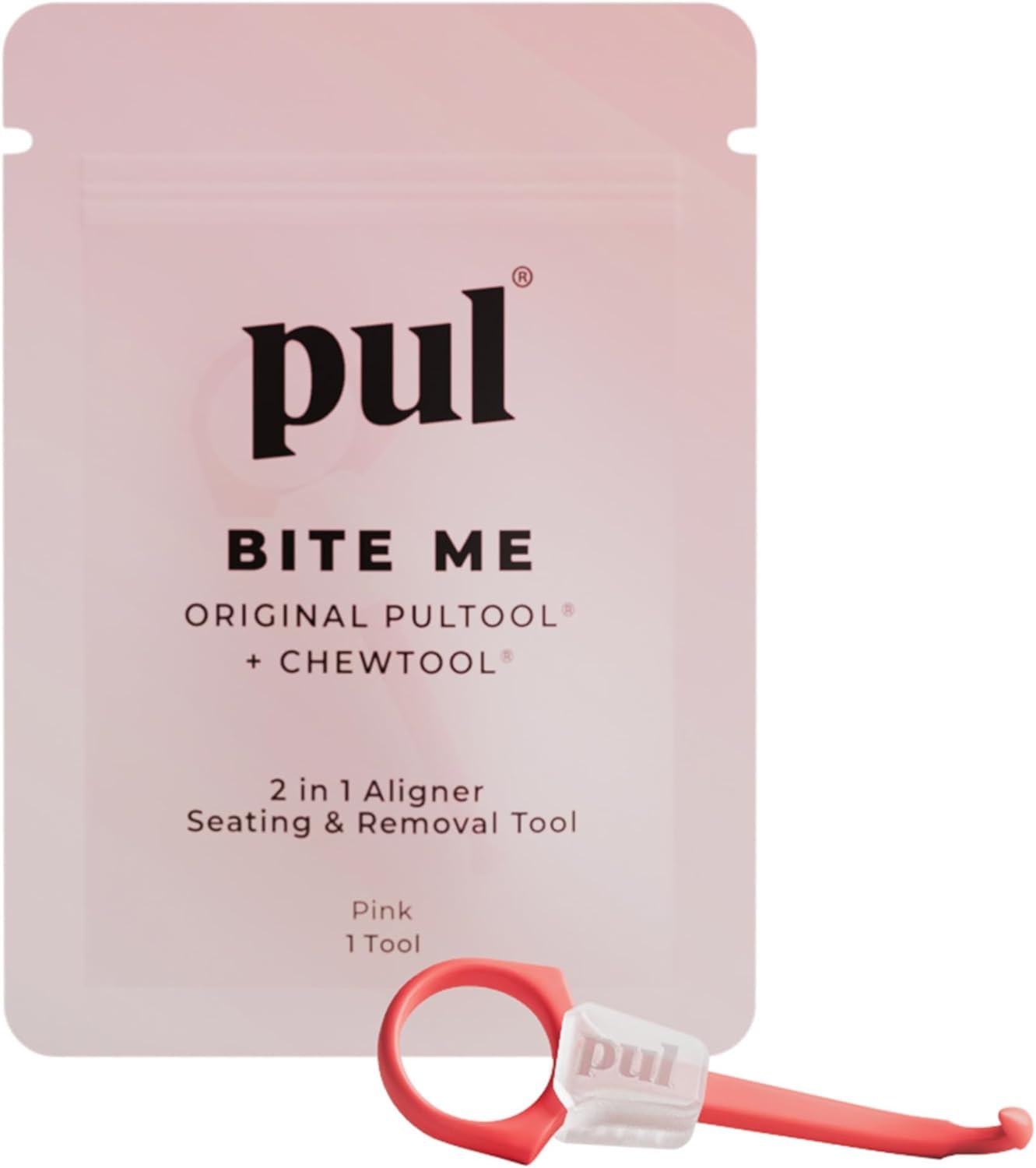 PUL 2-in-1 Clear Aligner Chew Tool & Removal Tool - Pink | Orthodontic Chewie + Remover Combo | Hygienic, Reusable, BPA-Free Dental Accessory for Invisalign | Pack of 1