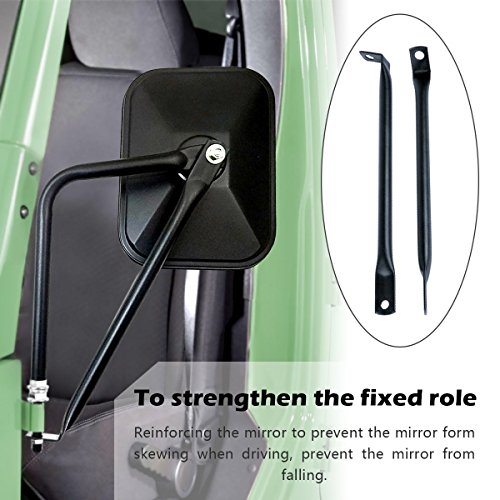image for AutoEC Jeep A Pair Shake-proof Rectangular Adventure Mirrors, Jeep Wra