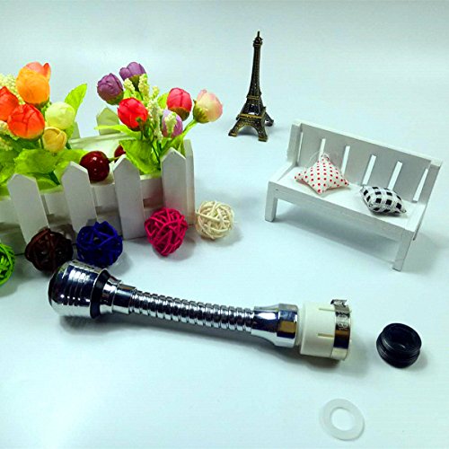 Sink Flexible Faucet Sprayer 360 °Aerator Extend Attachment ABS Polished Chrome for Kitchen Tap Cold Hot Water (Silver)