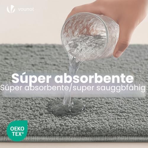 ® Tapete de banho antiderrapante 40 x 60 cm, super absorvente e tapete de microfibra extra espesso, lavável à máquina, macio e almofadado, cinzento