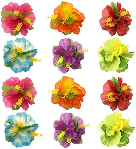 KEPATO Hibiscus Flowers Hair Clips Hawaiian Hair Accessories for Girls Women Beach Wedding Party Supplies (24)