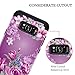 Lontect Compatible Galaxy S8 Plus Case Floral 3 in 1 Heavy Duty Hybrid Sturdy Armor High Impact Shockproof Protective Cover Case for Samsung Galaxy S8 Plus, Black/Purple Flower