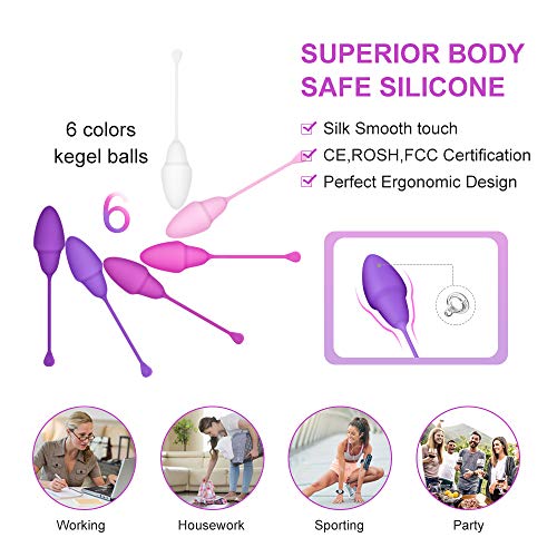 Kegel Balls for Tightening,BEQOOL Premium Kegel Balls for Women,Kegel Exercise Products Silicone Ben Wa Balls Doctor Recommended for Women & Girls Bladder Control & Pelvic Floor Exercises (6) - Thumbnail 3