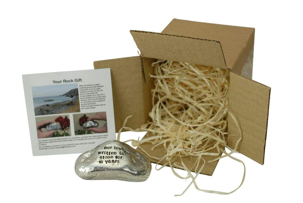 Solid Metal Rock For 10th Anniversary Our Love Written In Stone For 10 Years