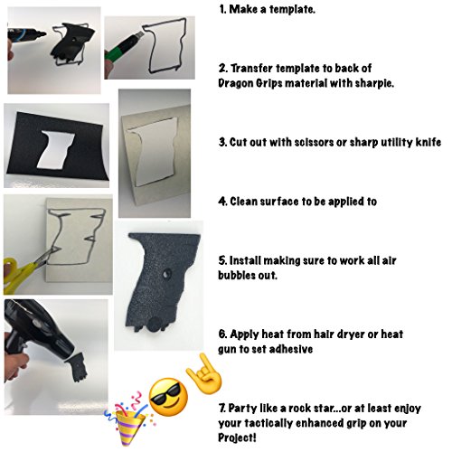 dragon Grips (Black 5x7) Adhesive Backed Rubber Grip Tape for Phone case Grip Gun Grip Tape - Thumbnail 4