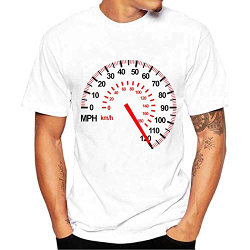 Zulmaliu Men's Tee Shirt,Funny Boys Car Accelerometer Print Short Top Ayyy Polo Blouse (White, L)