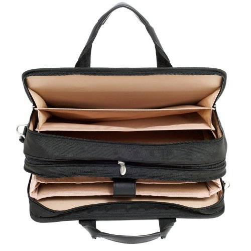 McKleinUSA WALTON 73985 Black Expandable Double Compartment Laptop Case w/ Removable Sleeve