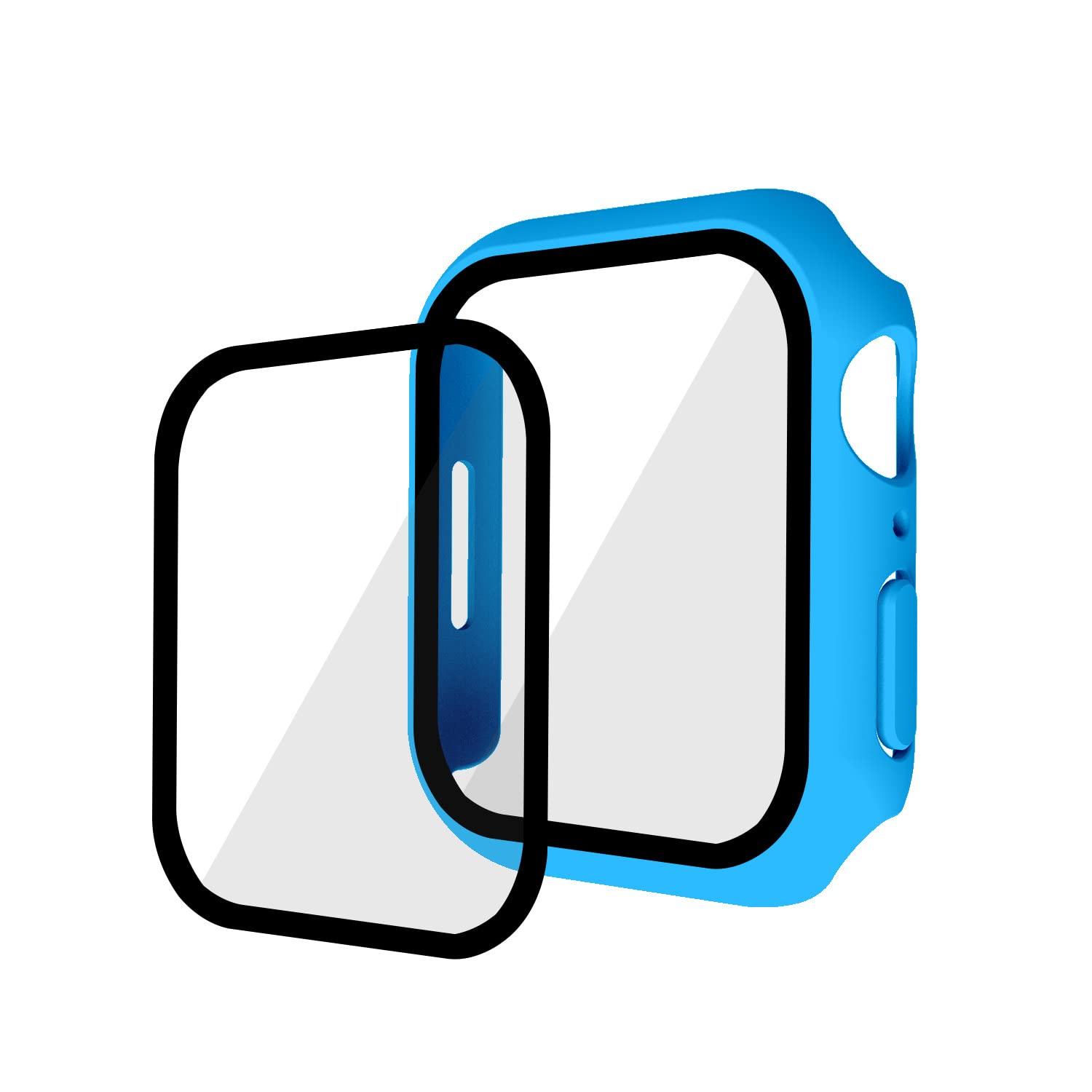 Compatible with iwatch7 watch case, iwatch7 protective case, PC+ tempered film case and film one, 45mm protective case-blue