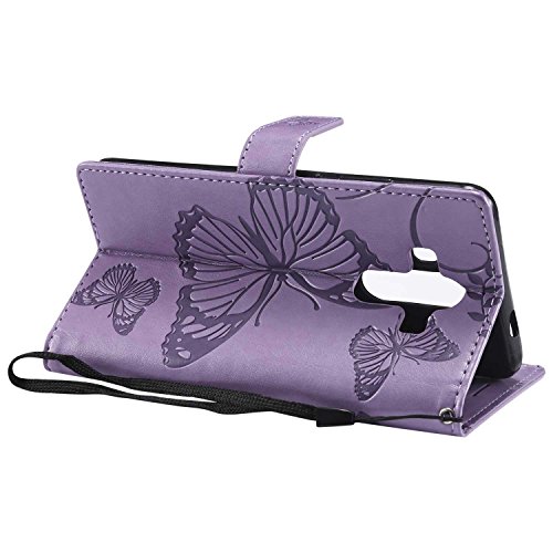 Huawei Mate 10 Pro Case, The Grafu Butterfly Embossing PU Leather Shockproof Stand Case, Flip Stand Function Protective Cover with Card Slots for Huawei Mate 10 Pro, Purple