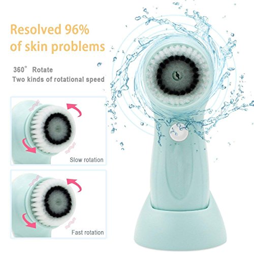Facial Cleanser Brush, 3 in 1 Electric Rotating Facial Cleansing Brush USB Rechargeable Sonic Face Cleaners Scrubber SPA Skin Care Tool Beauty Instrument - Thumbnail 2