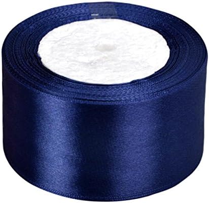 Vsolucky Satin Ribbon 50mm Width 25Yards Wedding Birthday Party Favors Art Crafts Sewing Gift Wrapping Decor (Navy Blue)