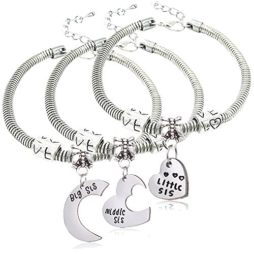 3pcs big sis middle sis little sis love heart charm pen…