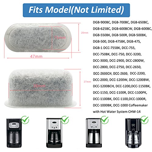 12 Pack Cuisinart Replacement Charcoal Water Filters - Universal Fit Cuisinart Coffee Machine