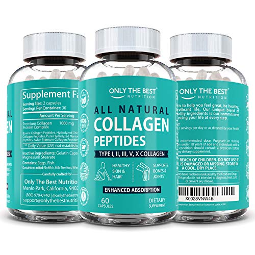 Multi Collagen Peptides Capsules Types (I II III V & X) Grass-Fed Collagen Protein Powder Supplement - //coolthings.us