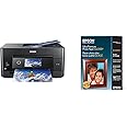 Epson Expression Premium XP-7100 Wireless Color Photo Printer with ADF, Scanner and Copier, Black, Small & Ultra Premium Photo Paper Glossy (8.5x11 Inches, 50 Sheets) (S042175),White
