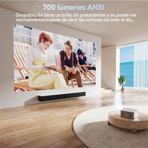 Bettdow Proyector 4k 1080P Full HD, 16000lm 500 ANSI Lúmenes, Auto Enfoque Corrección Trapezoidal 4D, Android TV 9.0, WiFi 5G, Bluetooth 5.0 para Cine en Casa, AC1036