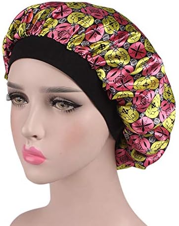 Honhui Soft Satin Sleeping Cap Salon Bonnet-Luxury Wide Band Satin Bonnet Cap Hair Loss Cap
