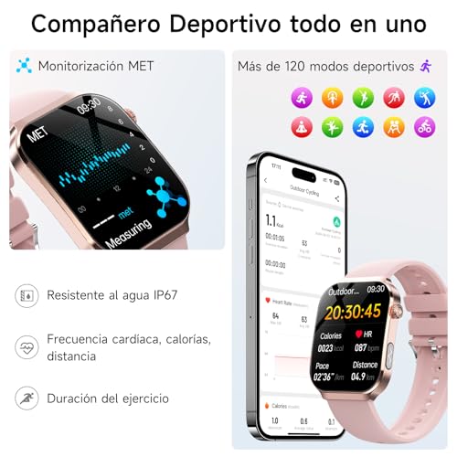 Lgnitek 2026 ECG+HRV Women's Smart Watch with BMI/Blood Pressure/Microcheck, 2.2'' Curved Screen 3D Ultra-Large Smartwatch with 24H Heart Rate Monitor, Body Temperature, Sleep, iOS Android