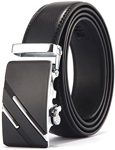 Mens Belts Gozillon Genuine Leather Dress Belt - Automatic Sliding Buckle Ratchet Adjustable Track Belt (120cm, GL1)