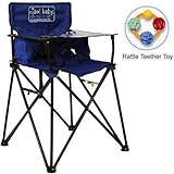 ciao baby - Portable High Chair with Rattle Teether Toy - Blue