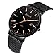 Mens Watches Black Stainless Steel Wrist Watch Analog Quartz Business Watches Waterproof with Mesh Band