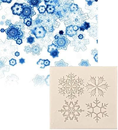 UINKE 3D Christmas Snowflake Silicone Fondant Chocolate Mold Cake Decoration Tool for Icing, Chocolate, Fondant, Gum Paste, Soap