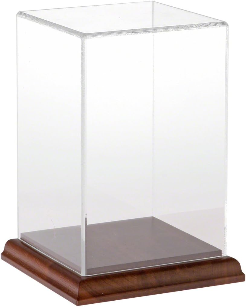 Plymor Clear Acrylic Display Case with Hardwood Base, 4" W x 4" D x 6" H: Home & Kitchen